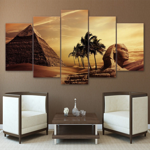 Canvas Wall Art Print Painting Egyptian pyramid Landscape Living Room Home Decor 