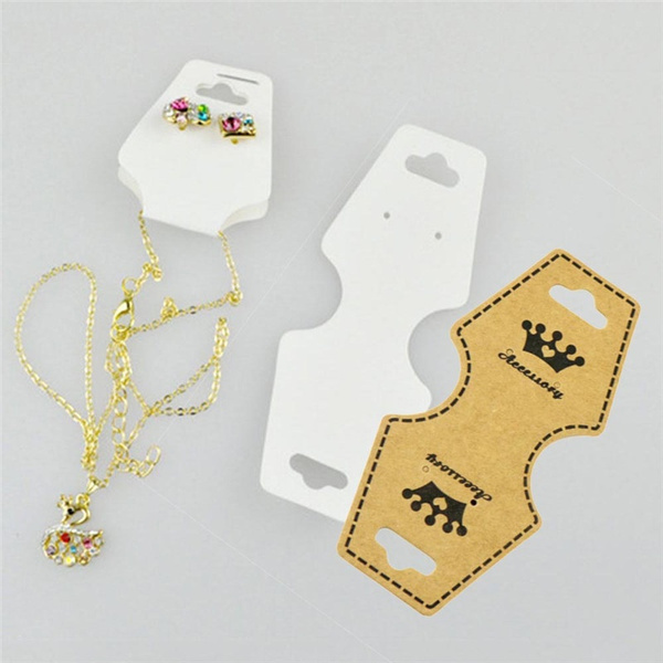 Details about   100pcs Jewelry Necklace Bracelet Hanging Holder Cards Jewerly Display Paper Card 