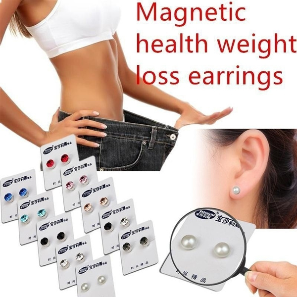 Weight Loss Earrings Crystal Slimming Healthy Acupoints Stud Magnetic Therapy Jewelry Wish