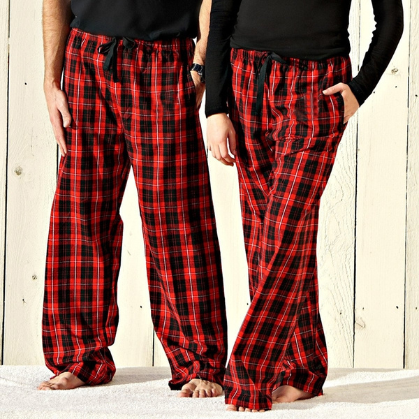 Unisex Christmas Pajama Pants Adult and Youth Plaid Cotton Loose Straight  polka dot Long Pants Trouser