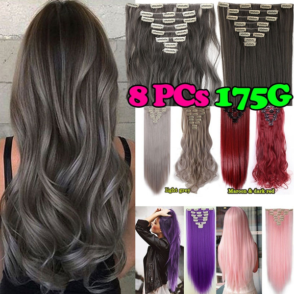 8PC 175G Grey Hair Piece 24