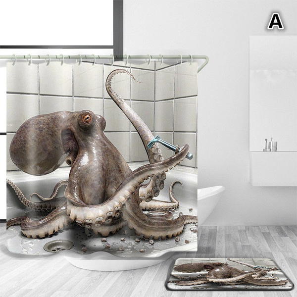 Cool Design Octopus Home Decor à Prova D água Cortina De Chuveiro Para Banheiro Wish - Octopus Home Decor