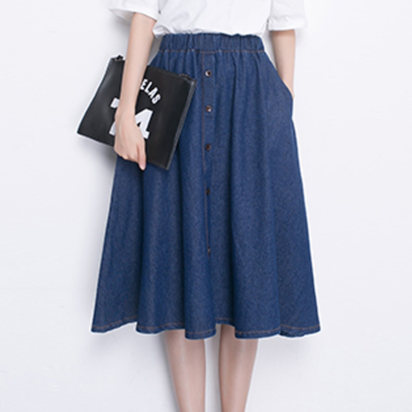 plus size denim skirt with elastic waist