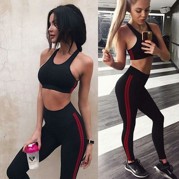 Sexy Women Athletic Apparel Gym Clothes Sets Running Yoga Fitness Sports  Suit