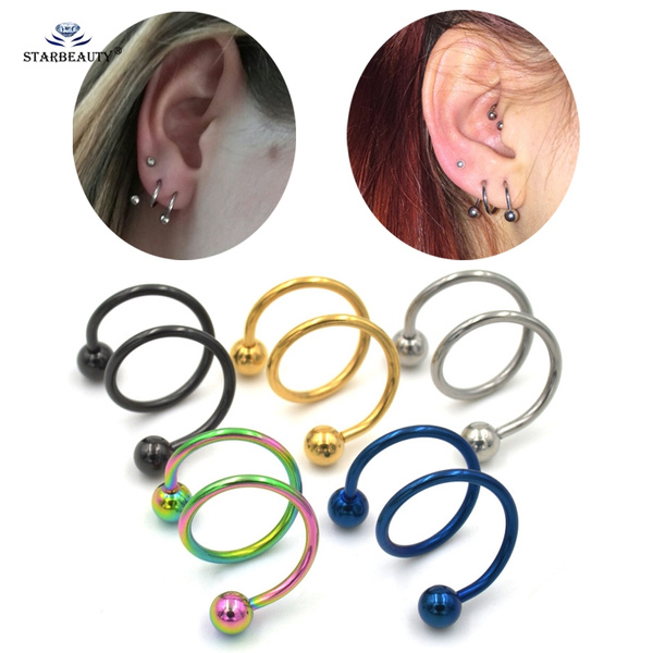 Is Bruidegom zwaar 2 pcs/lot Double S Spiral Helix Piercing Orelha Cartilagem 1.2*8/10mm Nose  Ring Tragus Ear Piercing Cartilage Earrings Body Jewelry Gifts | Wish