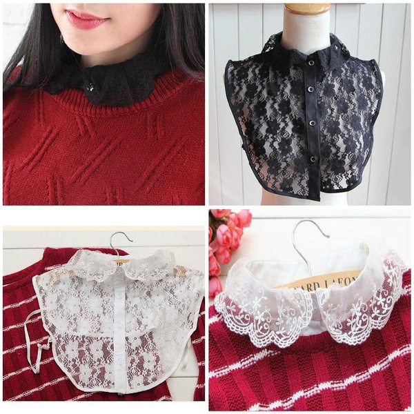 New Cool Women Ladies Shirt Fake Collar Detachable Lace Lapel