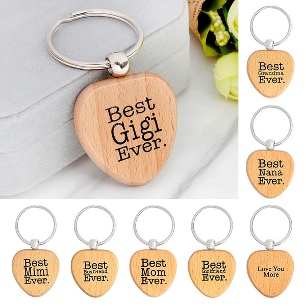 Mothers Day Gifts for Grandma Best Nana Ever Heart Wood Keychain Key Tag Grandma Gifts