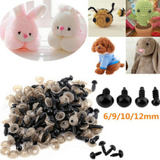 6-12mm 100pcs/pack Black Plastic Safety Noses&Eyes Sewing for Bear Doll Animal Stuffed Toys DIY Sewing Craft