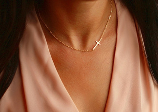 Sideways CROSS Necklace GOLD | Sideways Cross | Gold Sideways Necklace | Side Cross Necklace Gift | Gold Side Cross - Layered Luxe Jewelry