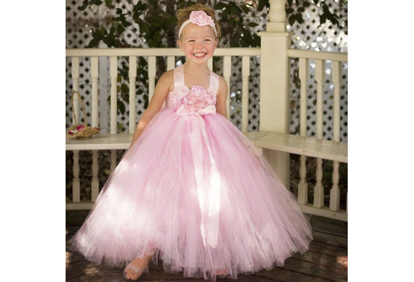 FancyDressWale princess gown for girls beautiful party dress- Pink with  hair accessories