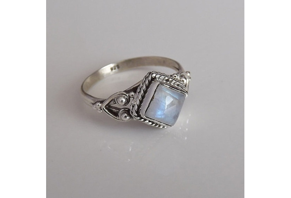 925 Silver Natural Moonstone Wedding Engagement Ring Wholesale Jewelry Sz 6-10 
