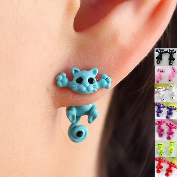 Funny Cute Kitten Funny Earring Animal Brincos Studs Earrings Ladies Girl  Accessories Gifts | Wish