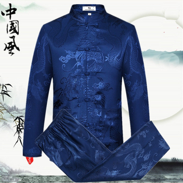 Tang Suit Mens and Woman Hanfu Chinese Traditional Clothes Kung Fu Shirt Uniform Long Sleeved Coat Tops