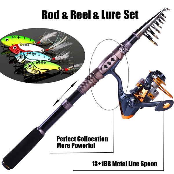Sougayilang 1.5-3.3M Fishing Rod Reel Combo Spinning Telescopic Portable  Fishing Rod Kits Travel Carbon Fishing Rod and Reel and Lure Set
