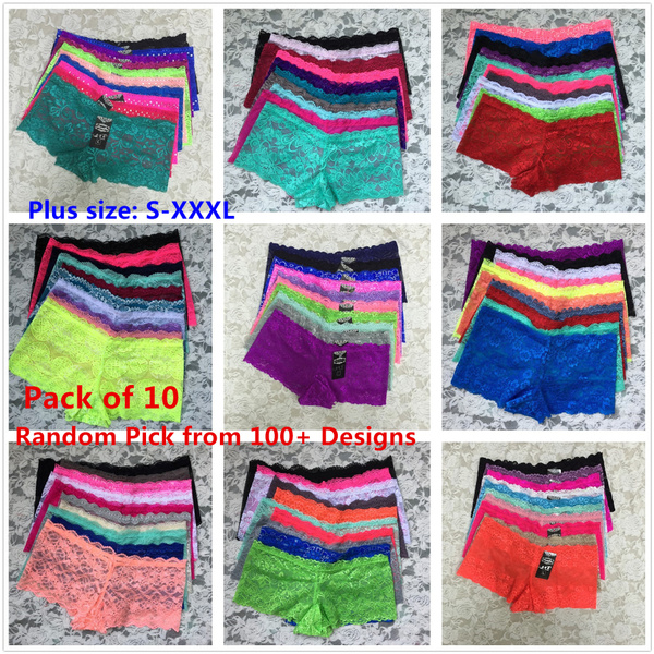 10 Pieces/Lot) 100+ Designs Multicolor Women's Fashion Transparent Flowers  Lace Panties Seamless Briefs Plus Size Panties Women Underwear XXL XXXL