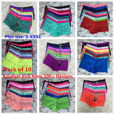 (10 Pieces/Lot) 100+ Designs Multicolor Women's Fashion Transparent Flowers Lace Panties Seamless Briefs Plus Size Panties Women Underwear XXL XXXL