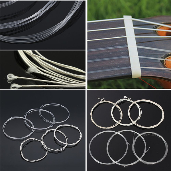 6PCS Clear Music Acoustic Silver Plated Nylon Guitar Strings Metal