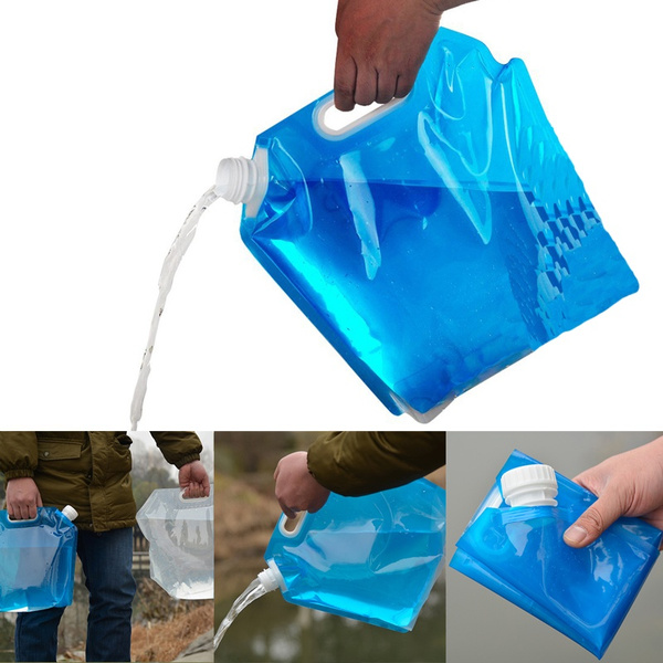 5L Portable Folding Water Storage Lifting Bag Camping Hiking Survival Kit Tool 