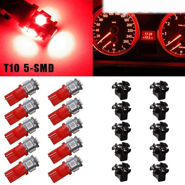 10x T10 Red PC194 LED Bulb Instrument Panel Cluster Dash Light Twist ...