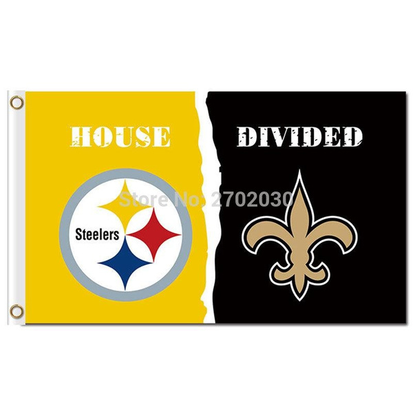 Pittsburgh Steelers New Orleans Saints House Divided Flag 3ft x 5ft