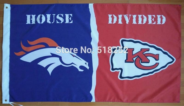 Kansas City Chiefs vs Denver Broncos House Divided Flag 3x5 FT Football Flag