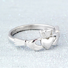Dazzling 925 Solid Sterling Silver Claddagh Ring Bride Wedding Engagement Heart Rings Irish Fine Jewelry Size 6 7 8 9 10