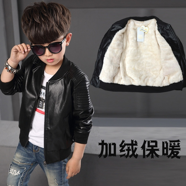 New Boys Winter Winter Coats Faux Leather Jackets Children Fashion Outerwear Brown Black Wish