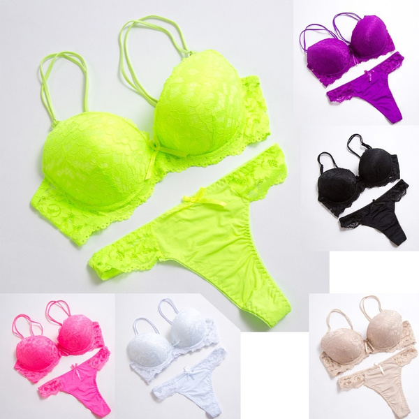 Plus Neon Lime Floral Embroidery Lingerie Set