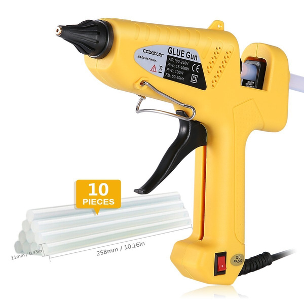 Hot Glue Gun, 100W Hot Melt Glue Gun Adjustable High Temperature Melt  Adhesive Glue Gun, Craft, Sealing, Repairs, Light and Heavy Duty, Yellow