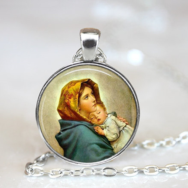 LEVLANC – Virgen De La Caridad Del Cobre Necklace – Virgin Mary Necklace –  Christian Jewelry For Women – Virgin Mary Charms – Catholic Jewelry – –  Yaxa Colombia