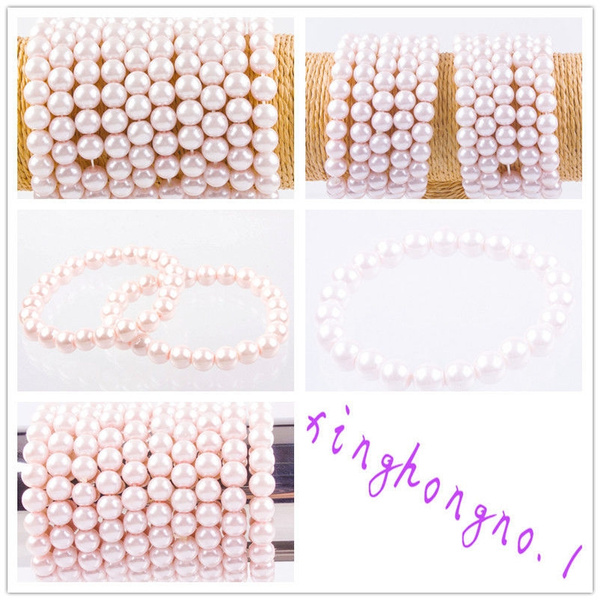 Wholesale Beaded Stretch Bracelets by the Dozen - Pink