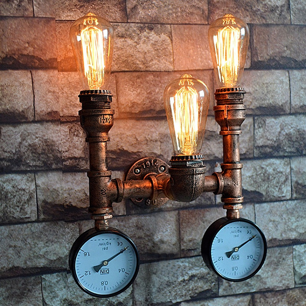 Twin Vintage Industrial Steampunk Retro Water Pipe Wall Light Lamp Loft Fixture Not Include The Bulb Wish - Steampunk Pipe Wall Light