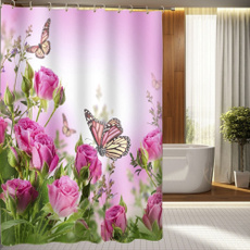 butterfly, pink, Bathroom, 3dshowercurtain