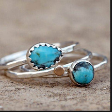 Sterling, Jewelry Set, Turquoise, stackablering