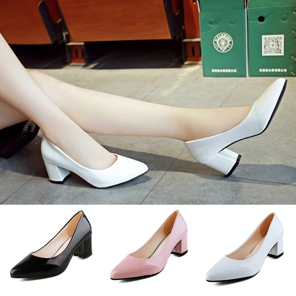 white medium heels