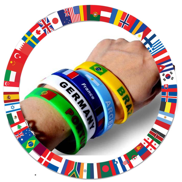2pcs Flag Printed Silicone Bracelets Men Women Friendship Sport Wristband  World Cup Rubber Band Wrist Bands Accessories