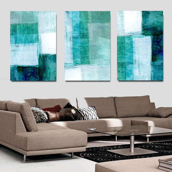 Large Teal Canvas art abstract painting, teal wall art decor