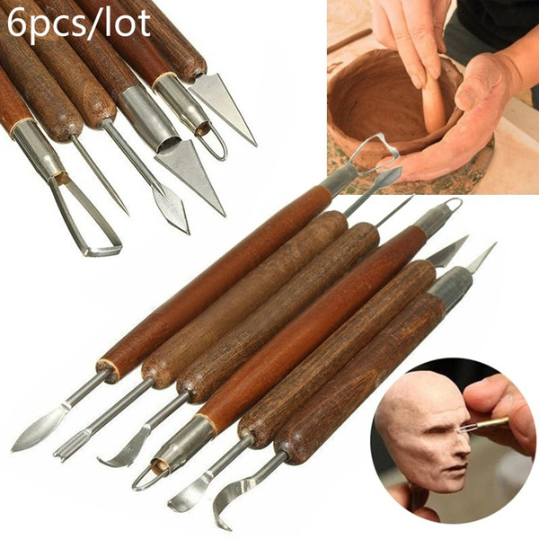 6pcs Clay Sculpting Set Wax Carving Pottery Tools Shapers Polymer Modeling 