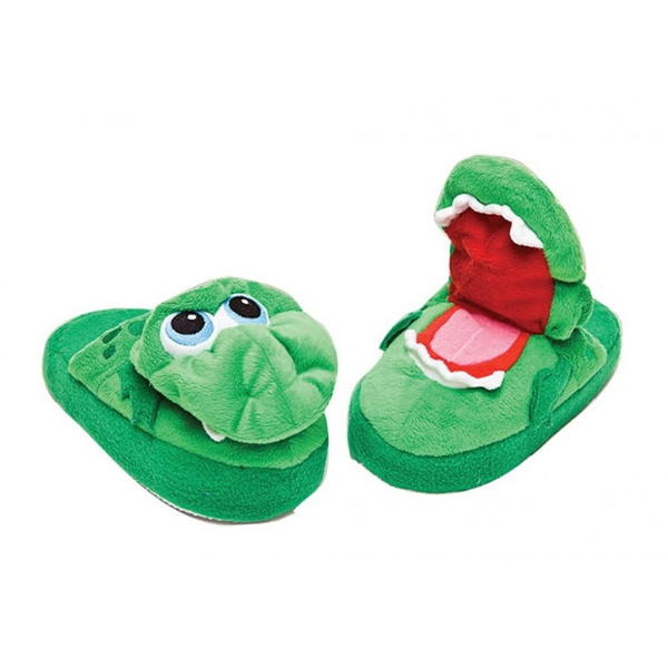 Small 9-11 Stompeez Children Growling Dragon Green Cute Slipper Shoes 72519 