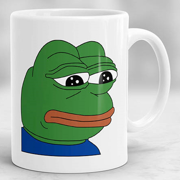 Smug Pepe the frog meme ceramics mug with logo 330ml 11oz 