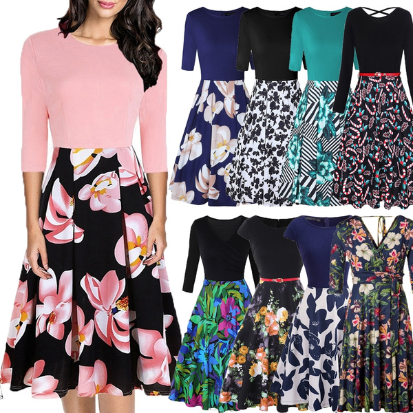 floral swing dress with sleeves