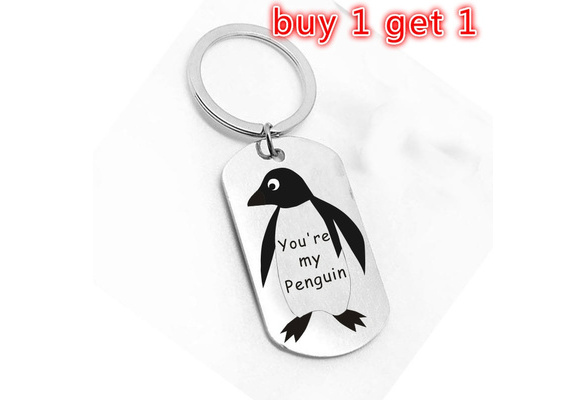JW_ Stainless Steel You Are My Penguin Key Ring Holder Keychain Couple Gift Details about   HN