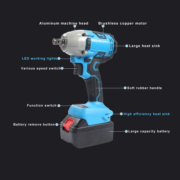 21V 4000mAh 1/2Inch Electric Impact Wrench Car Repair Power Tool