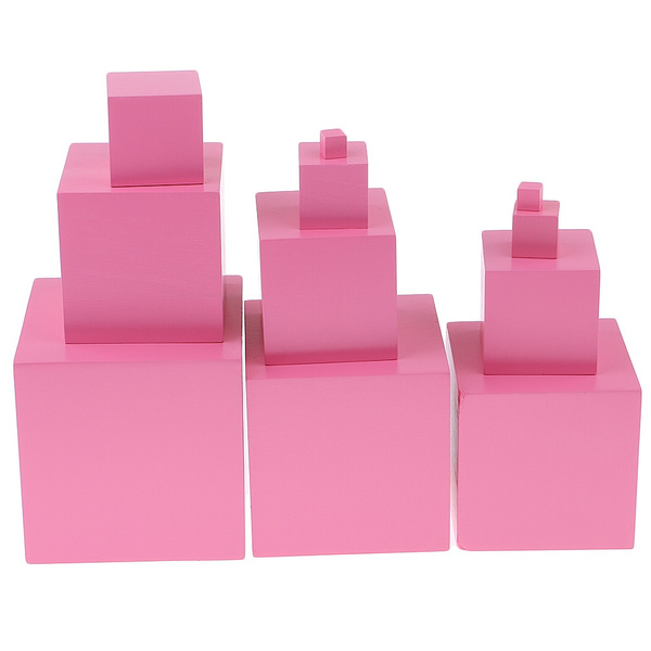 Pink Tower Wooden Cubes Stacking, Wooden Stacking Cubes