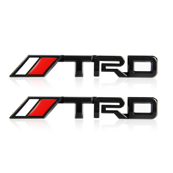 2PCS TRD Emblem Badge Sticker Decal 3.740.7in Black Metal 3D TRD Emblem for Toyota Fj Cruiser Supercharger Tundra Tacoma Yaris Camry 4Runner Sequoia 
