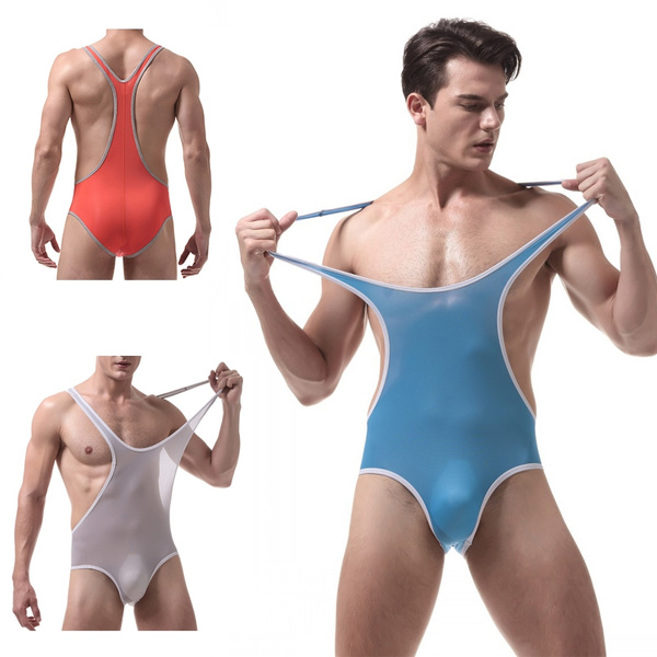 Sexy Wrestling Clothing Ice Silk Undershirts Jumpsuit Male Bodysuit Temptation Gay Underwear