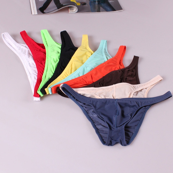 Men's Solid Ultraslim Ice Silk Briefs Underwear Panties Smooth