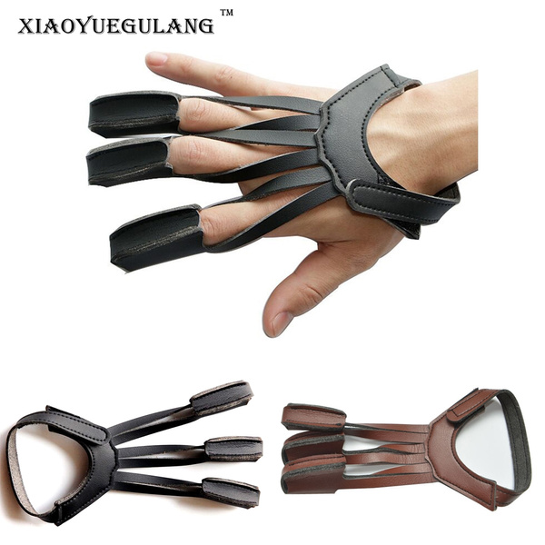 Archery 3 Finger Tab Glove Arrow Protective Guard For Compound Recurve Pull Bow 