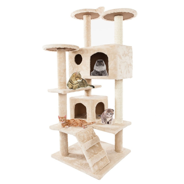 52"/60"/36"/80" Cat Tree Play House Tower Condo Furniture Scratch Post Toy Bed 