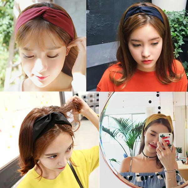 Korean Style Twisted Bow Knot Hoop Ribbon Satin Scarf Hair Wrap Headband 6A